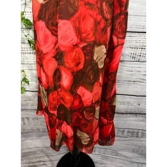 Lane Bryant Skirt Plus size 18 20 Coral Olive Floral Sheer Knee A Line Flowing - Picture 8 of 10